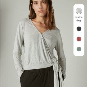 Lucky Brand Light Gray Wrap Blouse
